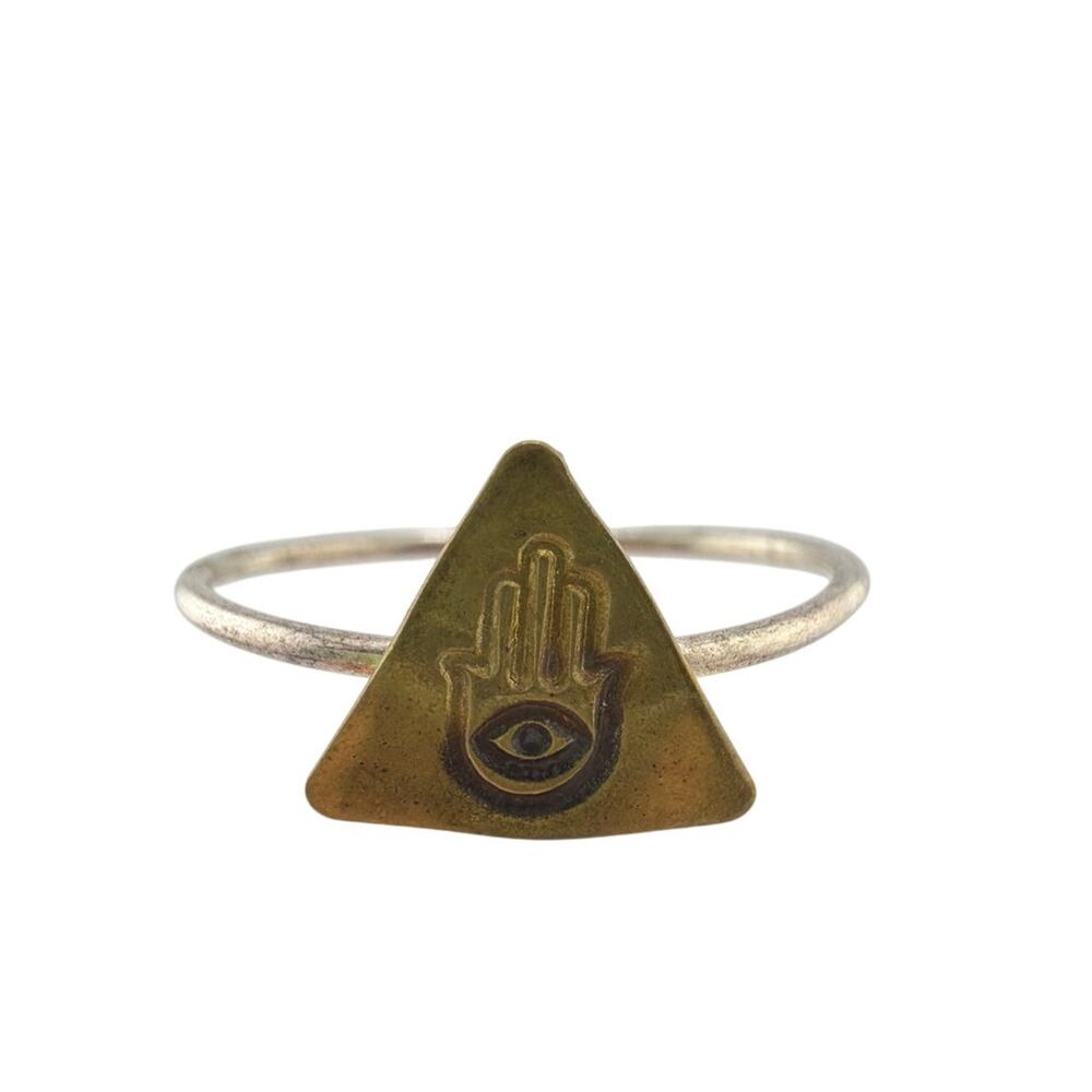 NEW Artisanal Sterling Silver Hamsa Ring Size 8 Boutique Collection